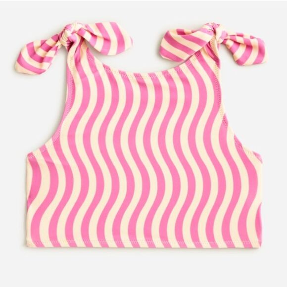 J Crew‎ Tie Shoulder Bikini Top Girls Size 4-5 Pink - Picture 1 of 6